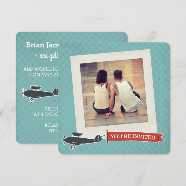 Vintage Pop Destination Wedding Invitation (Front/Back)