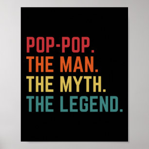 Vintage Pop-pop Man Myth Legend Daddy Grandpa Fath Poster