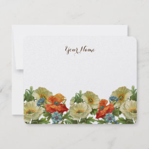 Vintage Poppies and Cornflowers Editable Note Card