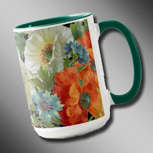 Vintage Poppies and Cornflowers Floral Mug