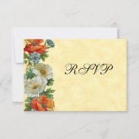 Vintage Poppies RSVP Invitation Template
