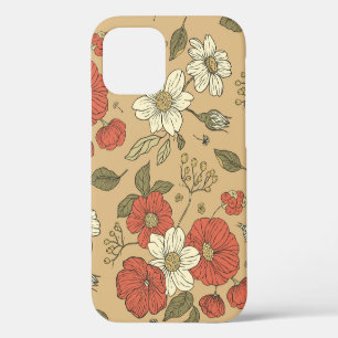 Vintage poppy and daisy flower seamless garden pat iPhone 12 case