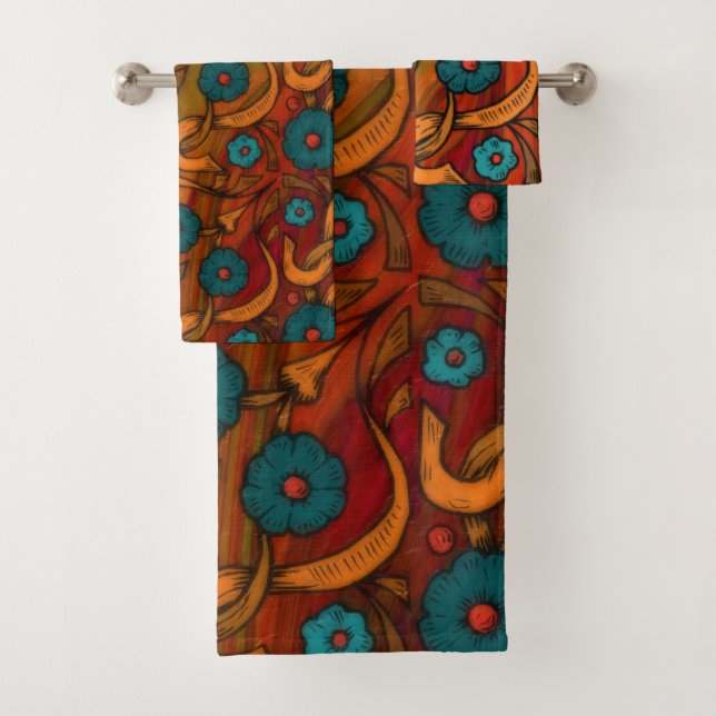 Vintage Poppy Bath Towel Set (Insitu)