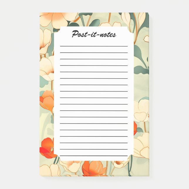 Vintage Poppy Blossom Post-it Notes (Front)