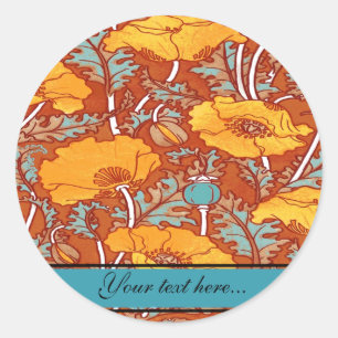 Vintage Poppy ~ Circle Sticker