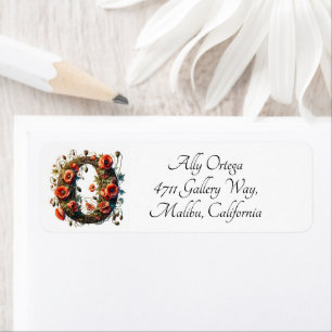 Vintage Poppy Floral Monogram Letter O