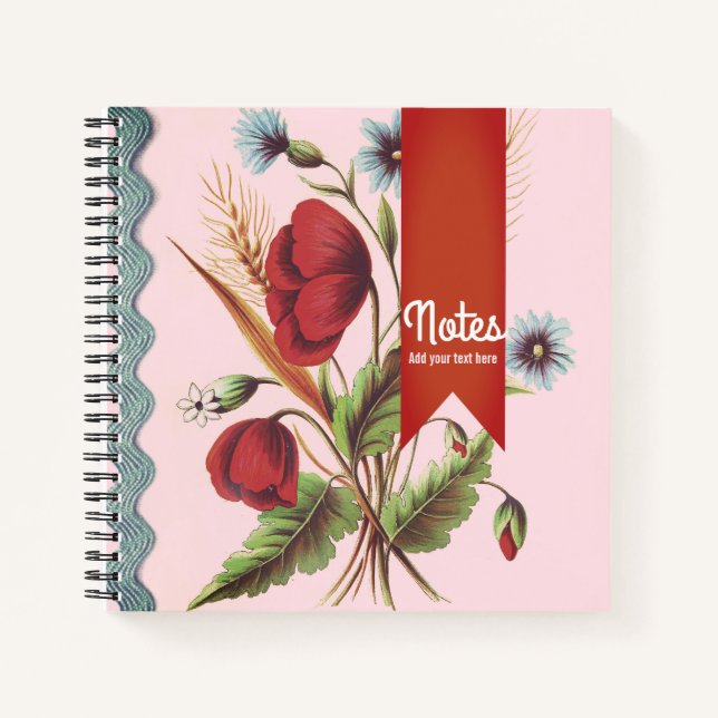 Vintage Poppy Red Notebook (Front)