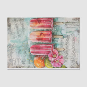 Vintage Popsicles with Lime & Dog Roses Decoupage Tissue Paper