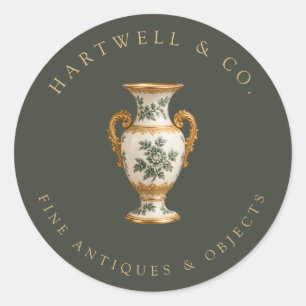 Vintage Porcelain Vase Antique Shop Classic Round Sticker