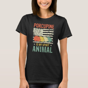 Vintage Porcupine Spirit Animal Retro Us American T-Shirt