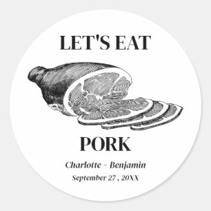 Vintage Pork Wedding Meal  Classic Round Sticker