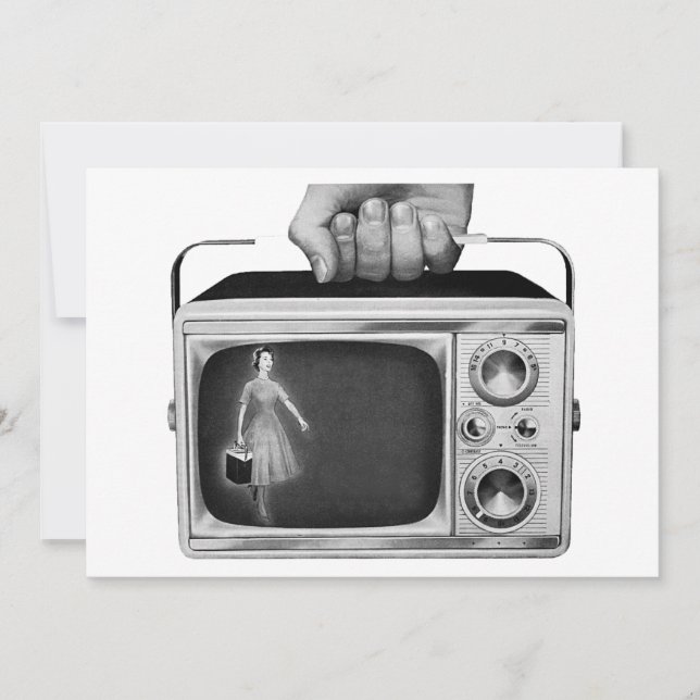Vintage Portable Television Invitations (Front)