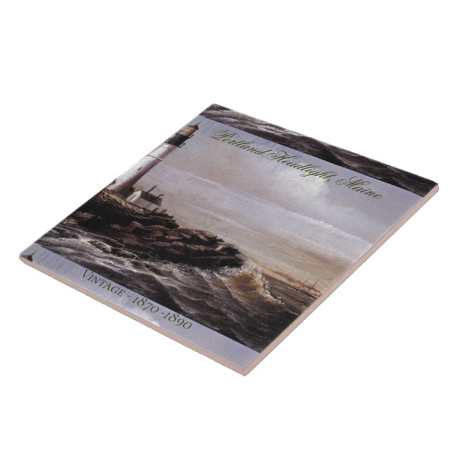 Vintage Portland Headlight Maine William Walker Tile (Side)