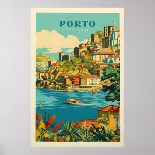 Vintage Porto Travel Poster Retro Portugal Art