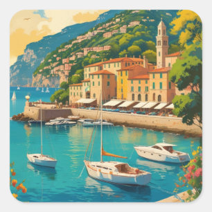 Vintage Portofino Genova Italy Square Sticker
