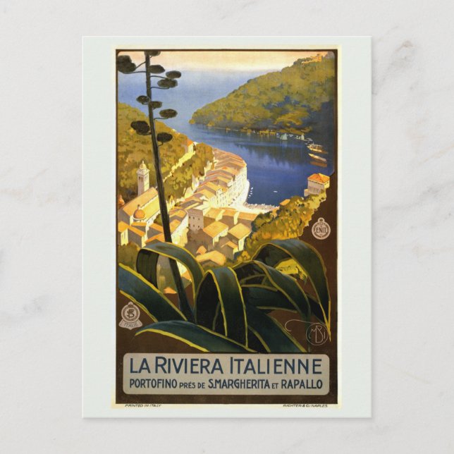 Vintage Portofino Italy Italian Riviera Travel Postcard (Front)