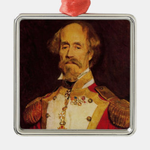 Vintage Portrait of 19th-Century Military General Metal Tree Decoration