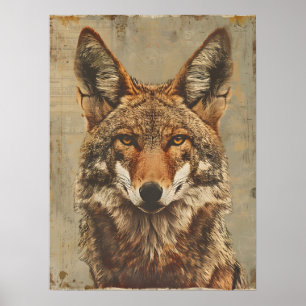 Vintage Portrait of a coyote Poster