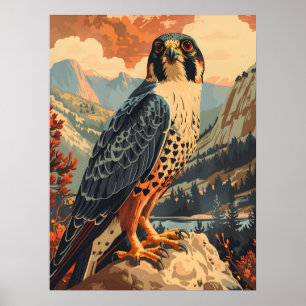 Vintage Portrait of a Merlin Falcon Poster
