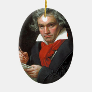 Vintage portrait of composer, Ludwig von Beethoven Ceramic Tree Decoration