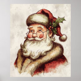 Vintage Portrait of Santa Claus Poster