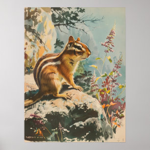 Vintage Portrait of the Eastern Chipmunk Poster