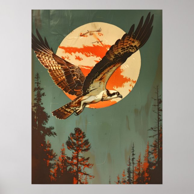 Vintage Portrait of the Osprey Poster (Front)