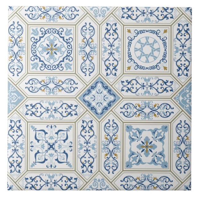 Vintage Portugal Azulejo traditional Tile (Front)