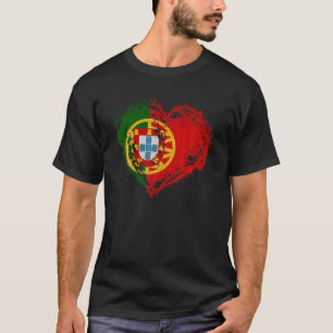 Vintage Portugal Heart Shape Portuguese Flag Styli T-Shirt