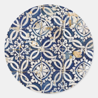 Vintage Portuguese Azulejo Classic Round Sticker