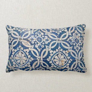 Vintage portuguese azulejo lumbar cushion