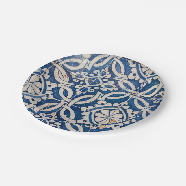 Vintage portuguese azulejo paper plate (Angled)