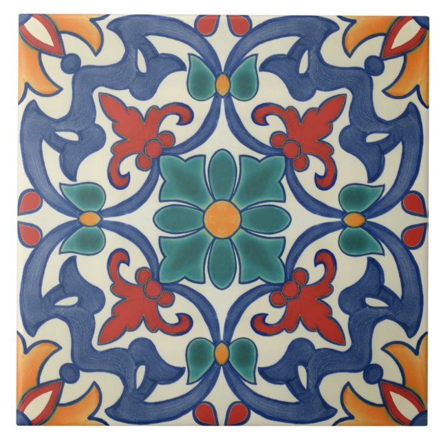 Vintage Portuguese Azulejos Pattern Tile (Front)