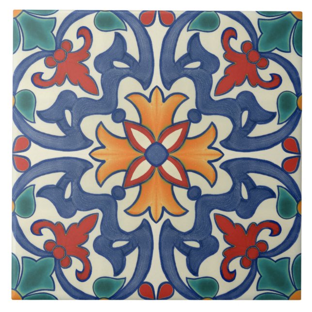 Vintage Portuguese Azulejos Pattern Tile (Front)