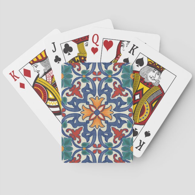 Vintage Portuguese Azulejos Tile Pattern Playing Cards (Back)