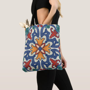 Vintage Portuguese Azulejos Tile Pattern Tote Bag