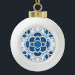 Vintage Portuguese Blue Azulejos Tile Pattern Ceramic Ball Christmas Ornament<br><div class="desc">Blue watercolor portuguese azulejos ceramic tiles pattern on a white background.</div>