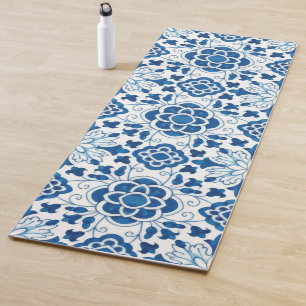 Vintage Portuguese Blue Azulejos Tile Pattern Yoga Mat
