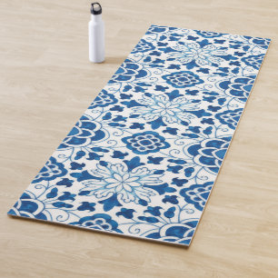 Vintage Portuguese Blue Azulejos Tile Pattern Yoga Mat