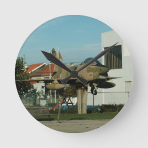 Vintage Portuguese Fighter Jet Round Clock