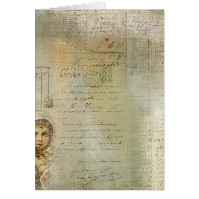 Vintage Post and Little Girl Script Collage (Front)