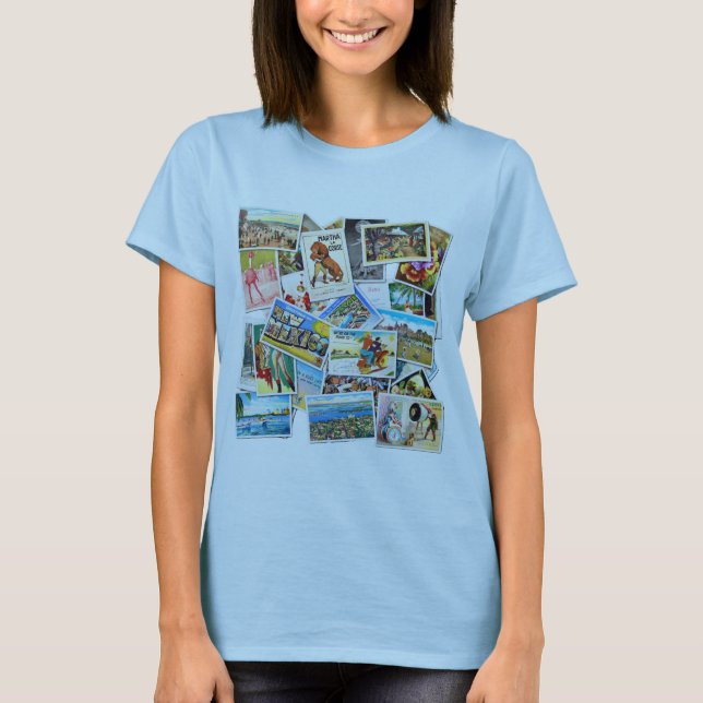 Vintage Post Card Collage T-Shirt (Front)