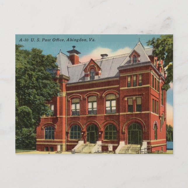 Vintage Post Office, Abingdon, Virginia Postcard (Front)
