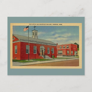 Vintage Post Office, Makepeace Bldg., Wareham, MA Postcard