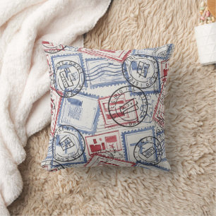 Vintage Postage Stamp Collage Pattern (2) Cushion