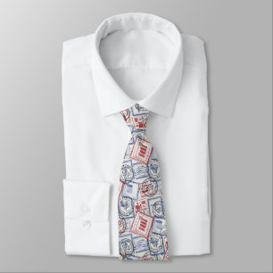 Vintage Postage Stamp Collage Pattern (2) Tie