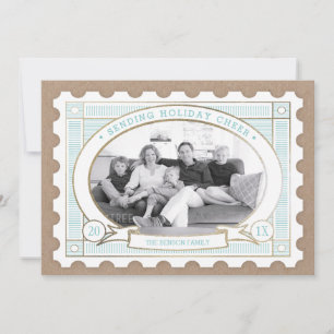 Vintage Postage Stamp Holiday Photo Card