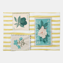 Vintage Postage Stamp Kitchen Print | Retro Blue 