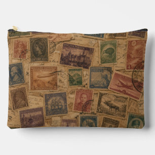 Vintage Postage Stamp Philatelic Ephemera Accessory Pouch