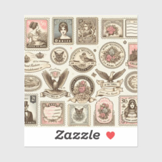 Vintage postage stamp-style stickers for invitatn